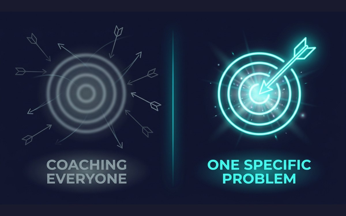 A narrow coaching niche hits the bullseye while broad positioning misses