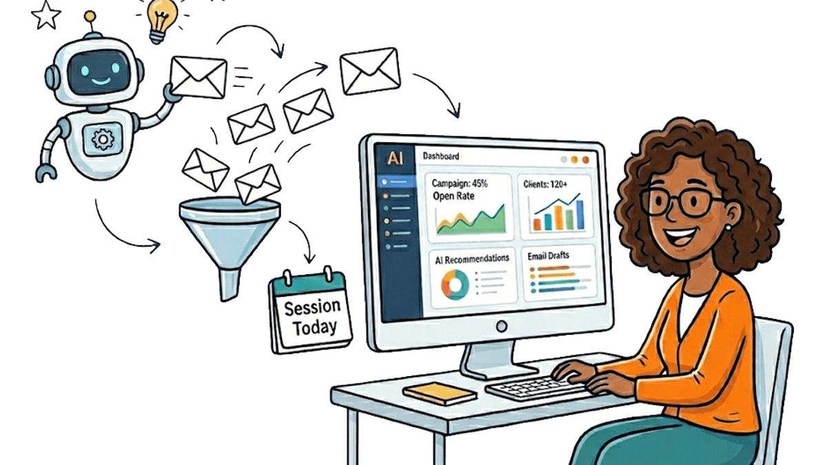 Nautilus product mockup showing a complete email marketing funnel: lead magnet, landing page, welcome sequence, and newsletter on a laptop screen